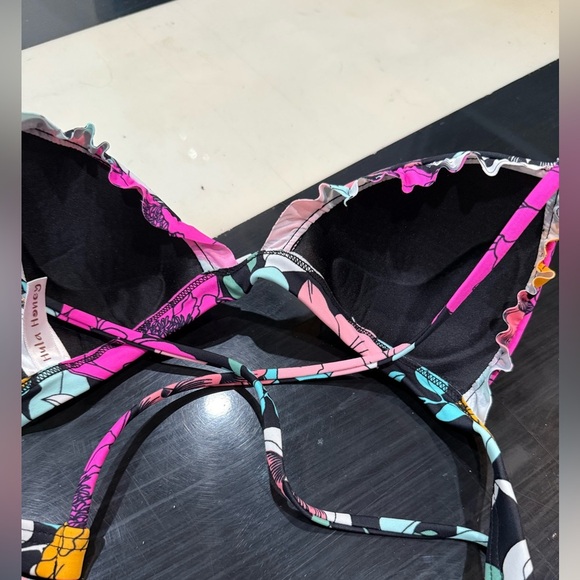 Hula Honey Womens Flowervescent Ruffle Molded Push Up Bikini Top Size:Small - Picture 7 of 7